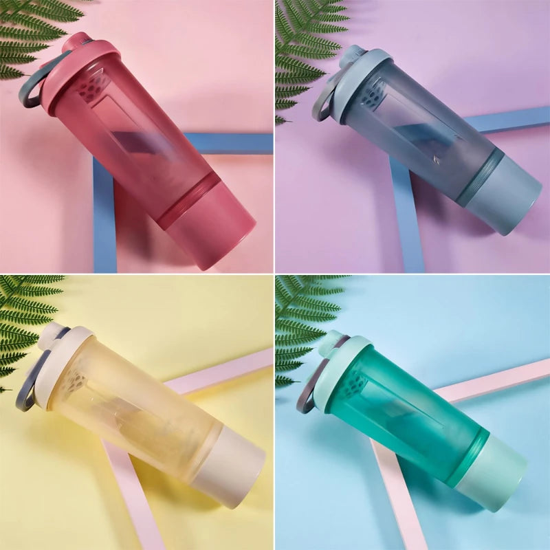600ml Frosted Shake Cup Milkshake Sports Bottle Outdoor Fitness Water Blender Bottle Protein Powder Portable Gym Training Drink