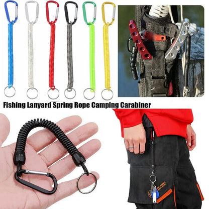 Gear Tool Outdoor Hiking Camping Anti-lost Phone Keychain Portable Fishing Lanyards Camping Carabiner Spring Elastic Rope