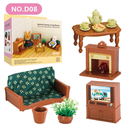 Dollhouse Furniture Set Doll house Bathroom/Kitchen/Fridge/Washing Machine Laundry Kids Doll House Miniature Pretend Play Toys