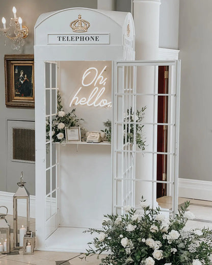 White Phone Booth with Audio Guestbook Phone London Wedding Telephone Booth for Wedding Events Decoration