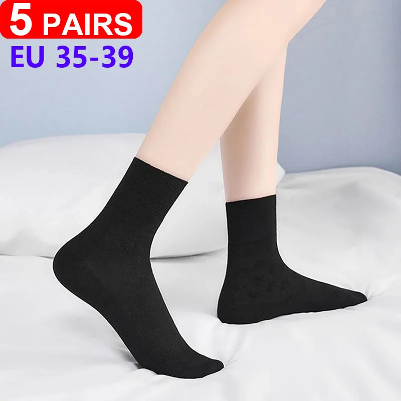 5Pairs Comfortable and Supportive Diabetic Socks for Men and Women Moisture wicking Cotton Fabric Non-binding Top Business Socks