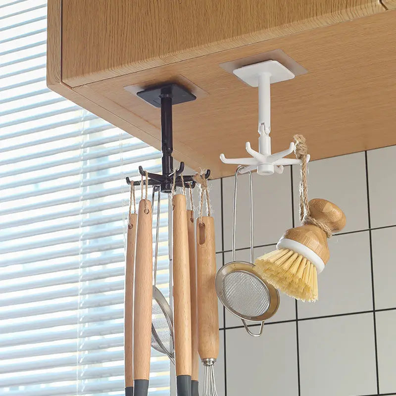 Kitchen Organizer Swivel Hooks Creative Hooks Hooks Hole-free Multifunctional Explosion Hooks Rotatable Dual-Use