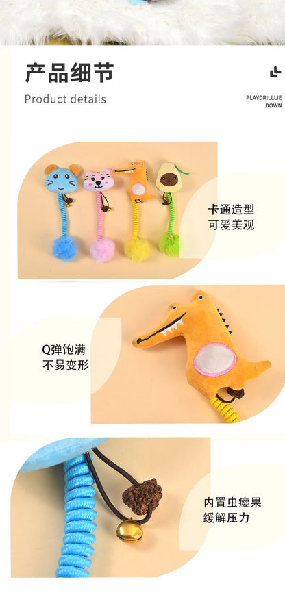 Interactive cat toy, fruit, spring, crocodile, Tiger, avocado, to relieve boredom toy