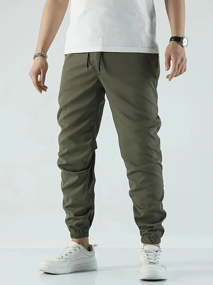 Joggers' Sports Pants, Men's Pants, Track And Field Sports Casual Solid-color Patchwork Pants, Slightly Elastic Trendy Pants