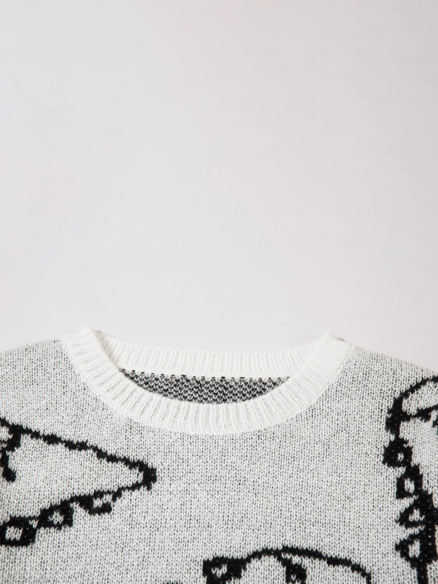 Women's Oversized Dinosaur Pattern Sweater - Cozy Long Sleeve Pullover for Casual Wear