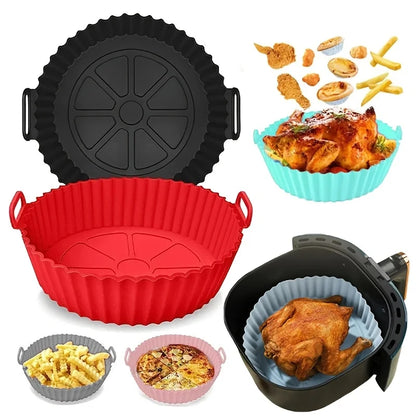Reusable Silicone Air Fryer Liners Non-Stick Food-Safe Silicone Pot Silicone Air Fryer Liners Food Safe Non Stick Air Fryer Bask