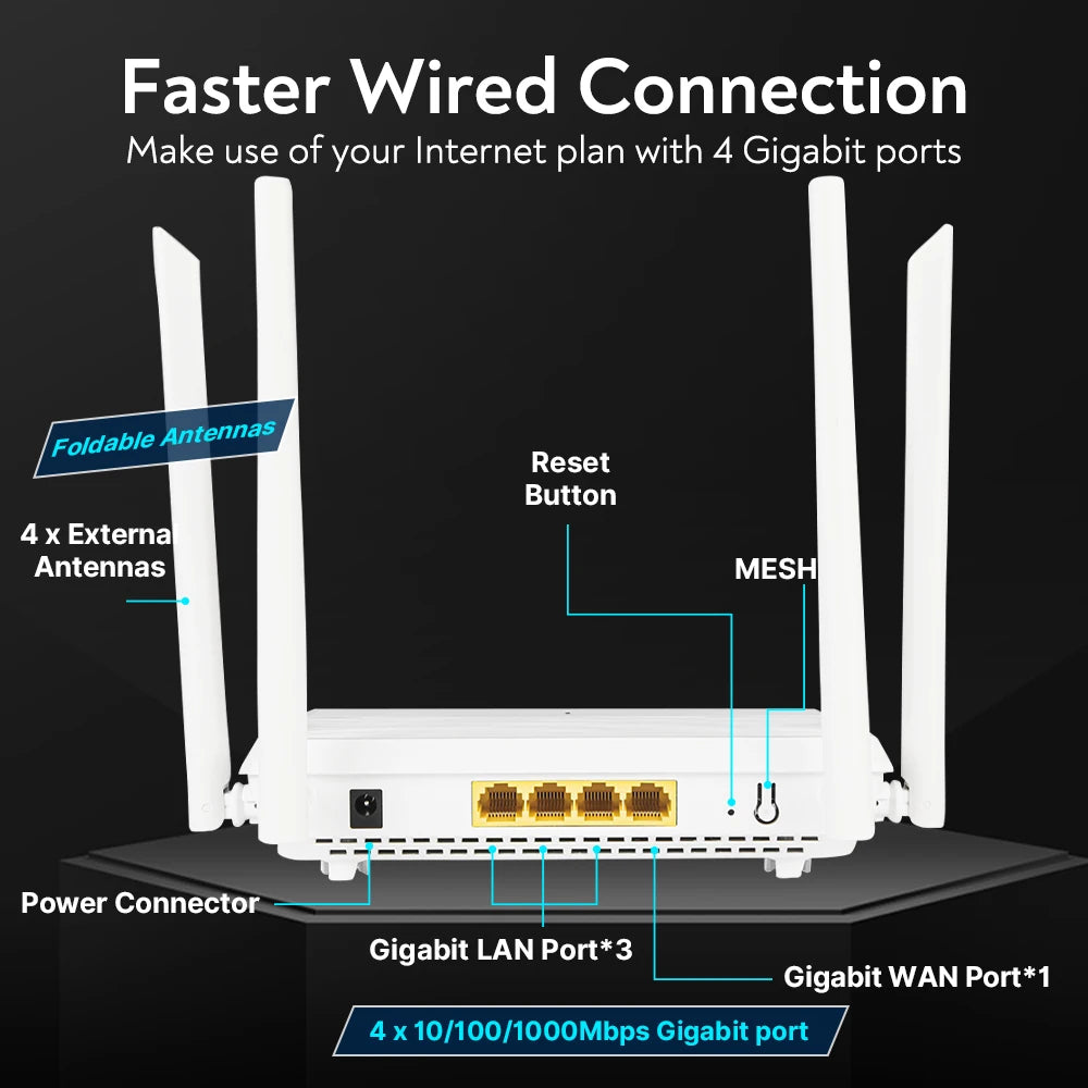 WiFi6 3000Mbps Wireless Router Mesh System WiFi range extender 802.11AX Signal Amplifier Mesh Router For Home Office