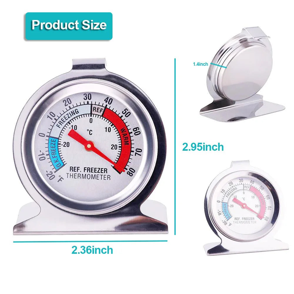 2/4Pcs Refrigerator Thermometer -30~30°C/-20~80°F, Classic Fridge Analog Thermometer Large Dial with Red Indicator Thermometer