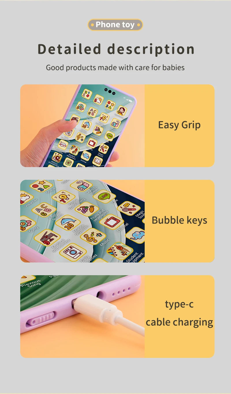 Baby Phone Toy Simulation Music Sound Telephone Toy Toddler Puzzle Early Education Toy Phone Mobile Phone Model Toy Gifts