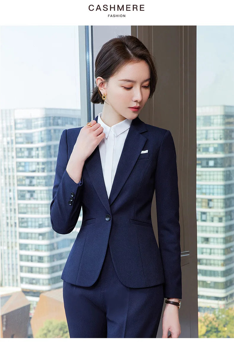 Ladies Office Work Wear Blazers Formal OL Styles Business Suits Pants and Jackets Coat Spring Autumn Professional Career Set