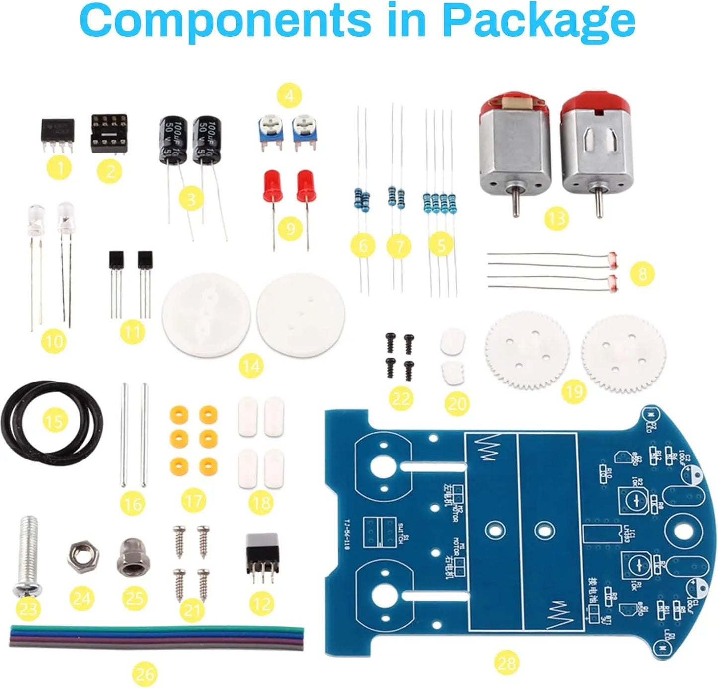 Smart Car Soldering Project Kits D2-5 Smart Tracking Robot Car Sets Soldering Learning Electronics Set for DIY Electronics