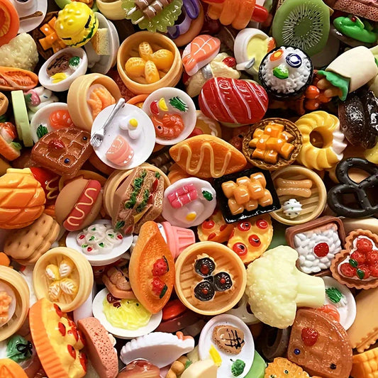 Mini Food Toys Mixed Style Resin Food Doll Kitchen Mini Food Statue DIY Accessories Halloween Christmas Gifts