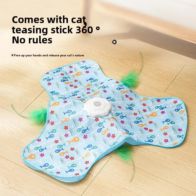 Interactive Toys,Automatic Toy for Indoor Cats with Moving Feather, Hide and Seek Cat Toy for Hunting Instincts Exercise
