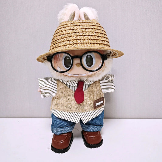 Labubu Doll Clothes Set, Purely Handmade, Literary, Gentle, Doll Clothes,Shirt,Vest,Leather Shoes,Glasses,Exquisite,High Quality