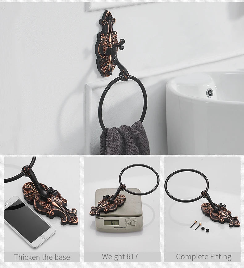 Robe Hooks European Style Brass Black Hangers For Clothes Towel Rack Clothes Hook Home Decoration Bathroom Hardware Set WF-88801