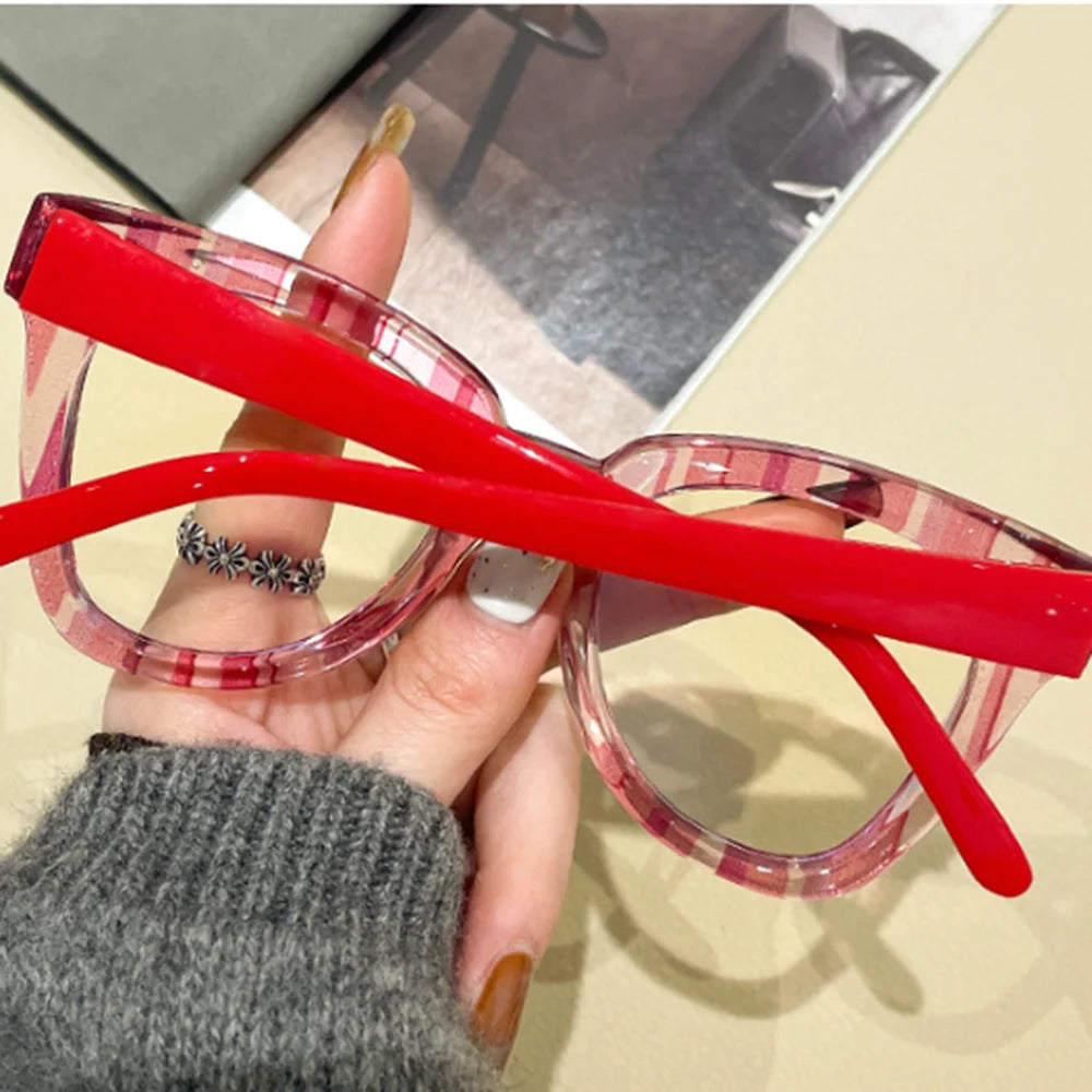 R57426 Trend Colorful Optical Glasses Frame Reading Spectacles Ladies Polygon Large Size Anti Blue Light Glass Prescription Glas