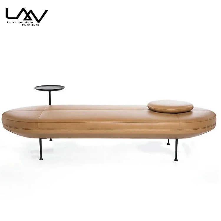 Bedroom Living Room Furniture Leisure Sofa Stool With Side Table Modern Leather Metal Legs Bed End Stool Upholstered Bench