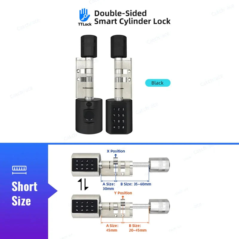 Smart Euro Cylindrical Door Lock ttlock app Keyless Security Entry Mechanical Key Waterproof fingerprint door lock For home