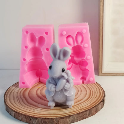3D rabbit mold for DIY scented candles; animal-shaped decoration figurine
