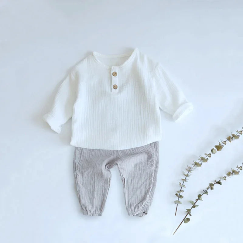 Infant Baby Boy Girl Clothes Set For Party Long Sleeve Baby Shirts +Loose Pant Toddler Kids Clothes Spring
