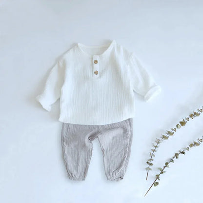 Infant Baby Boy Girl Clothes Set For Party Long Sleeve Baby Shirts +Loose Pant Toddler Kids Clothes Spring