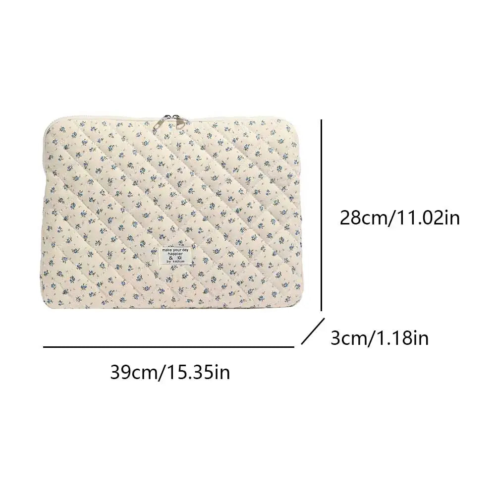 Laptop Sleeve for 11-15 Inch Laptop Tablet Puffy Quilted Floral Laptop Case Coquette Aesthetic Puffy Laptop Sleeve Cover Case