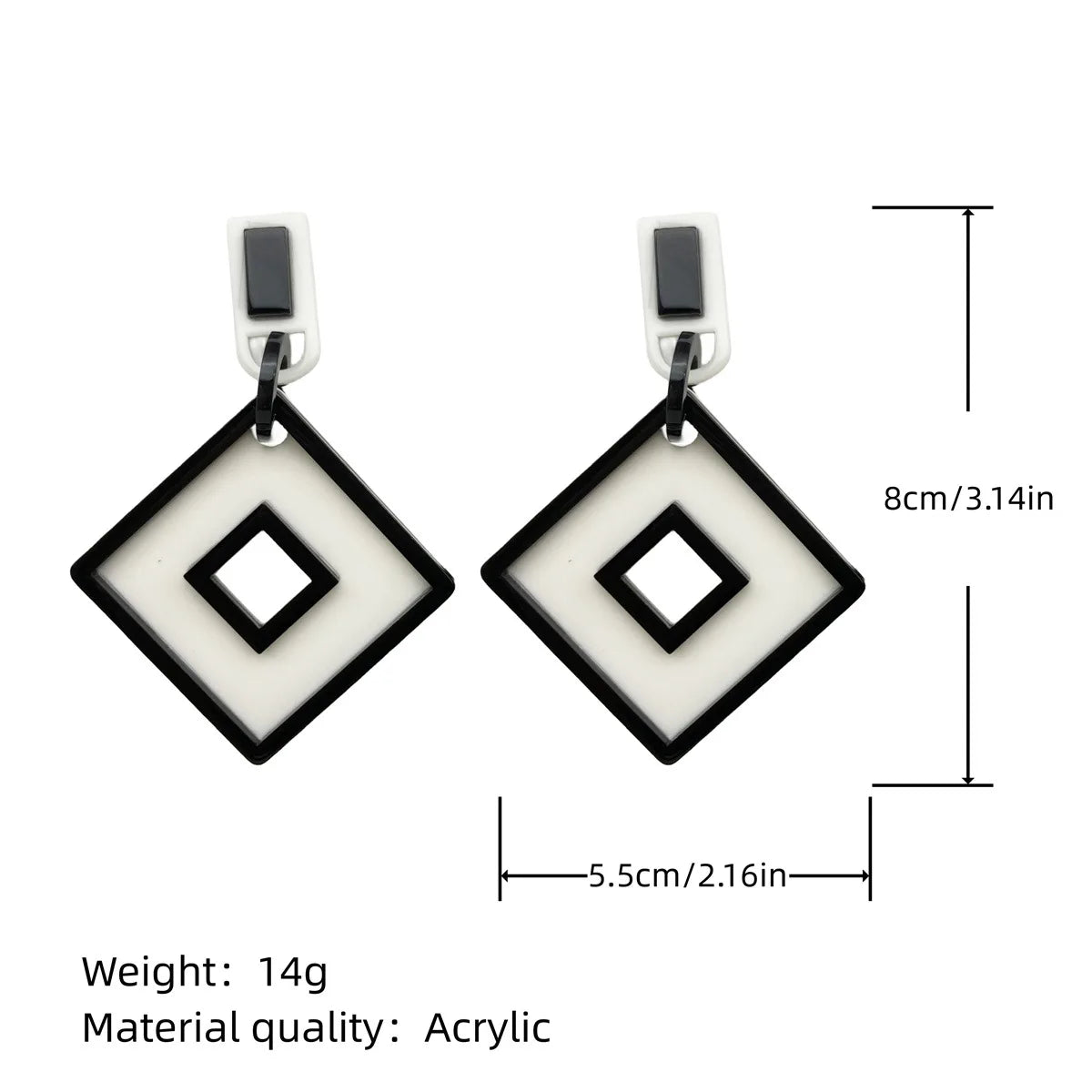 Popular Black White Contrast Bohemian Earrings Add Subtraction Multiplication Division Academy Student Teacher Acrylic Earrings