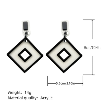 Popular Black White Contrast Bohemian Earrings Add Subtraction Multiplication Division Academy Student Teacher Acrylic Earrings