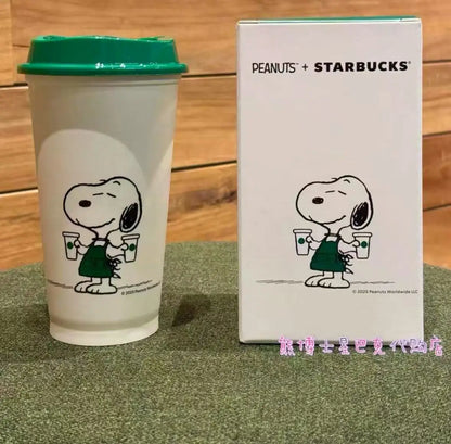 2025 New Snoopy Joint Cup Plastic Straw Cup High Value Cup Summer Casual Pp Coffee Imitation Cups Girl'S Birthday Present