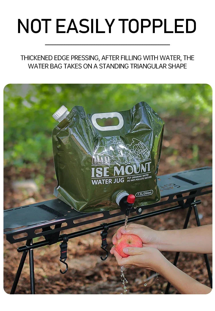 Outdoor 7.5L Water Bag with Faucet Foldable Portable Water Bag Camping Hiking Fishing Large-capacity Water Bottle