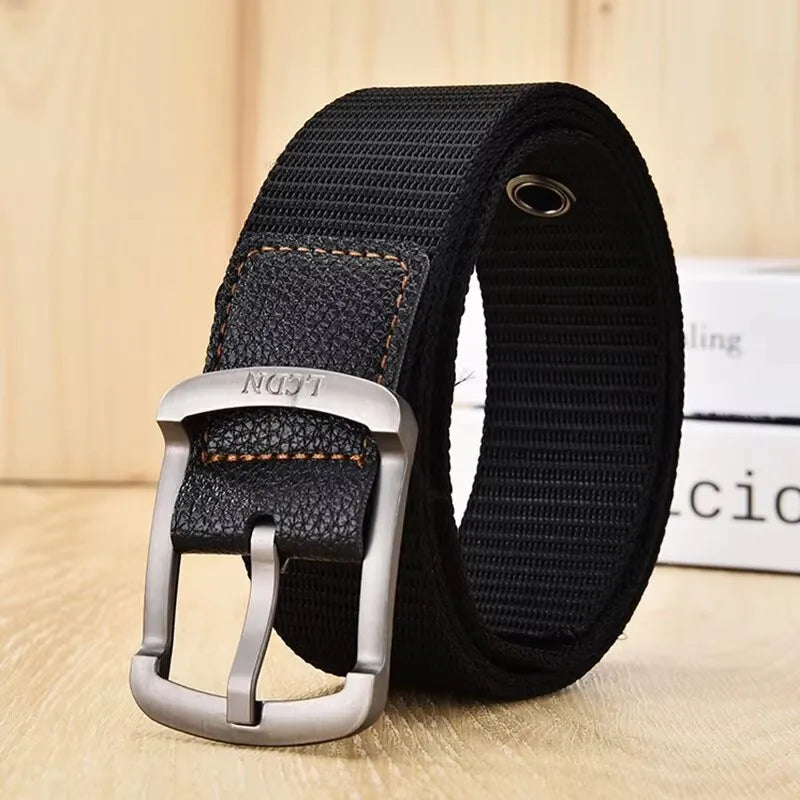 Men'S Belt Fashion Pin Buckle Canvas Belt Casual Women'S Belt Outdoor Climbing Sports Training Belt With Cargo Pants Jeans Belt