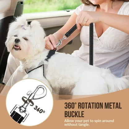 Dog Seat Belt for Car,Dog Car Harness Seatbelt Adjustable with Elastic Bungee Buffer, 2in1 Pet Leash Restraint Dog Safety Tether