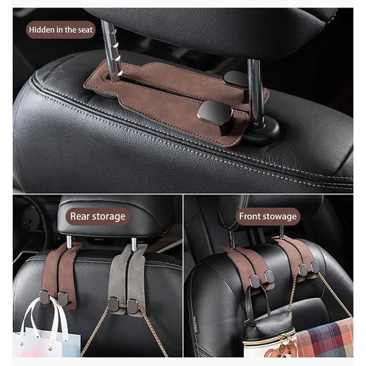 2 in 1 Car Hook For Car Rear Seat Back Hooks Headrest Hanger Clip Universal Double Hooks Holder Storage Car Interior Accessories