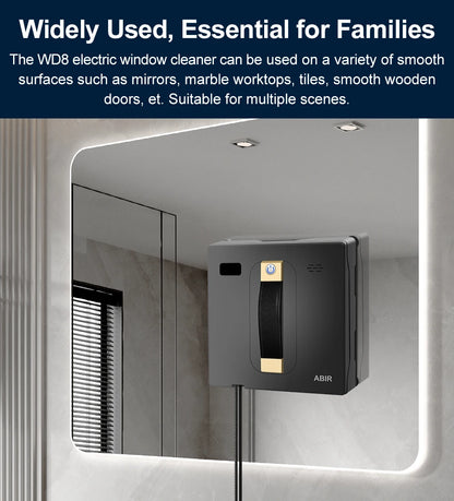 Robot Window cleaner ABIR WD8,Dual Water Spray,Smart Memory,High Vacuum Suction, Laser Sensor, Home Wall Glass Cleaning Robot