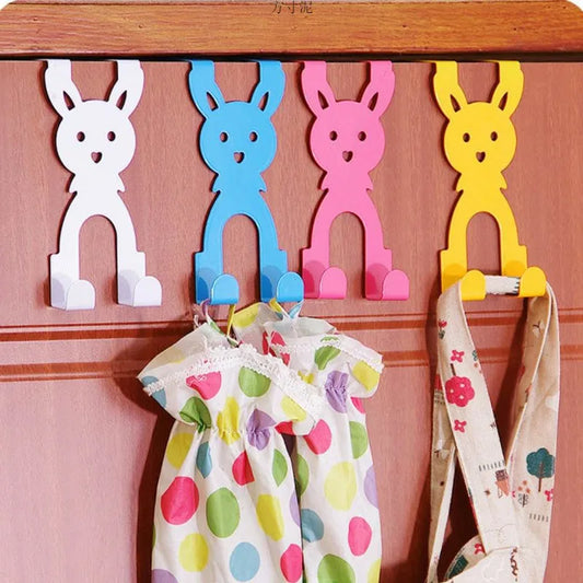 Hooks Cartoon Rabbit Door Back Hook Punch Cupboard Rear Hanger Bedroom Kitchen Wardrobe Wall Hanger Home Storage Shelf Coat Hook