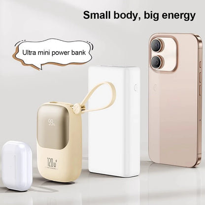 120W super fast charging power bank with cable 10000mAh large capacity portable mobile power Mini supply gift