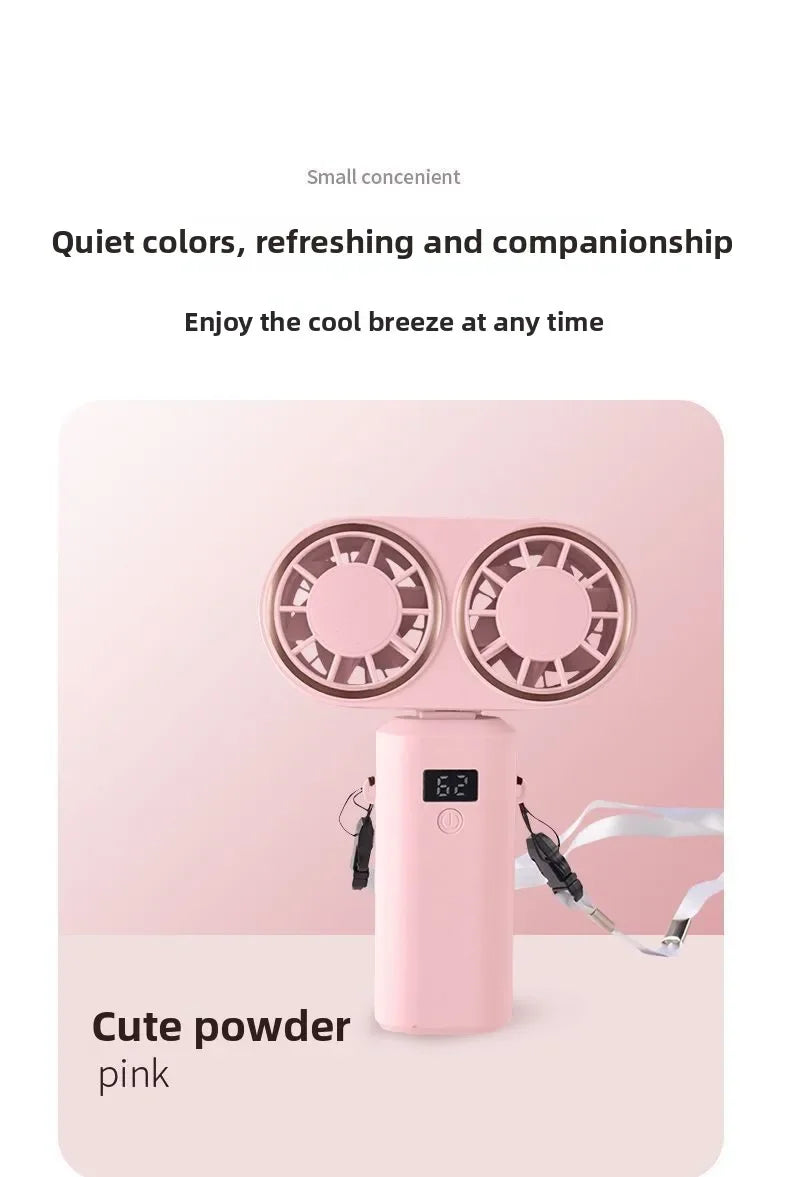 New Handheld USB Small Fan Double-headed Handheld Fan with Long Battery Life Mini Rechargeable Portable Electric Fan.