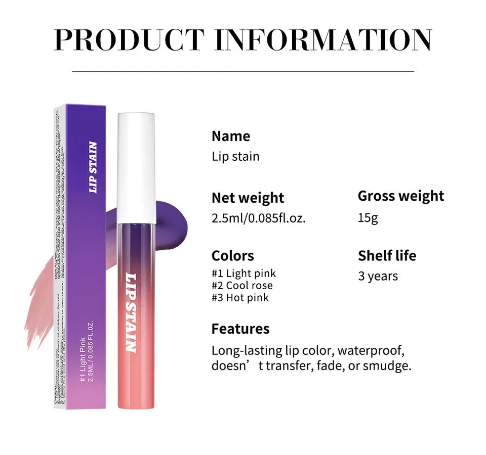 Lip Stain Peel Off and Reveal Long Lasting Waterproof Pink Lip Tint Transfer Proof Natural Lip Stain