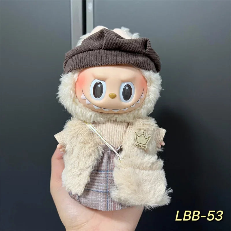 POP Labubu baby clothes 17cm plush vinyl labubu sit-down party first-generation and second-generation suit, clothes only