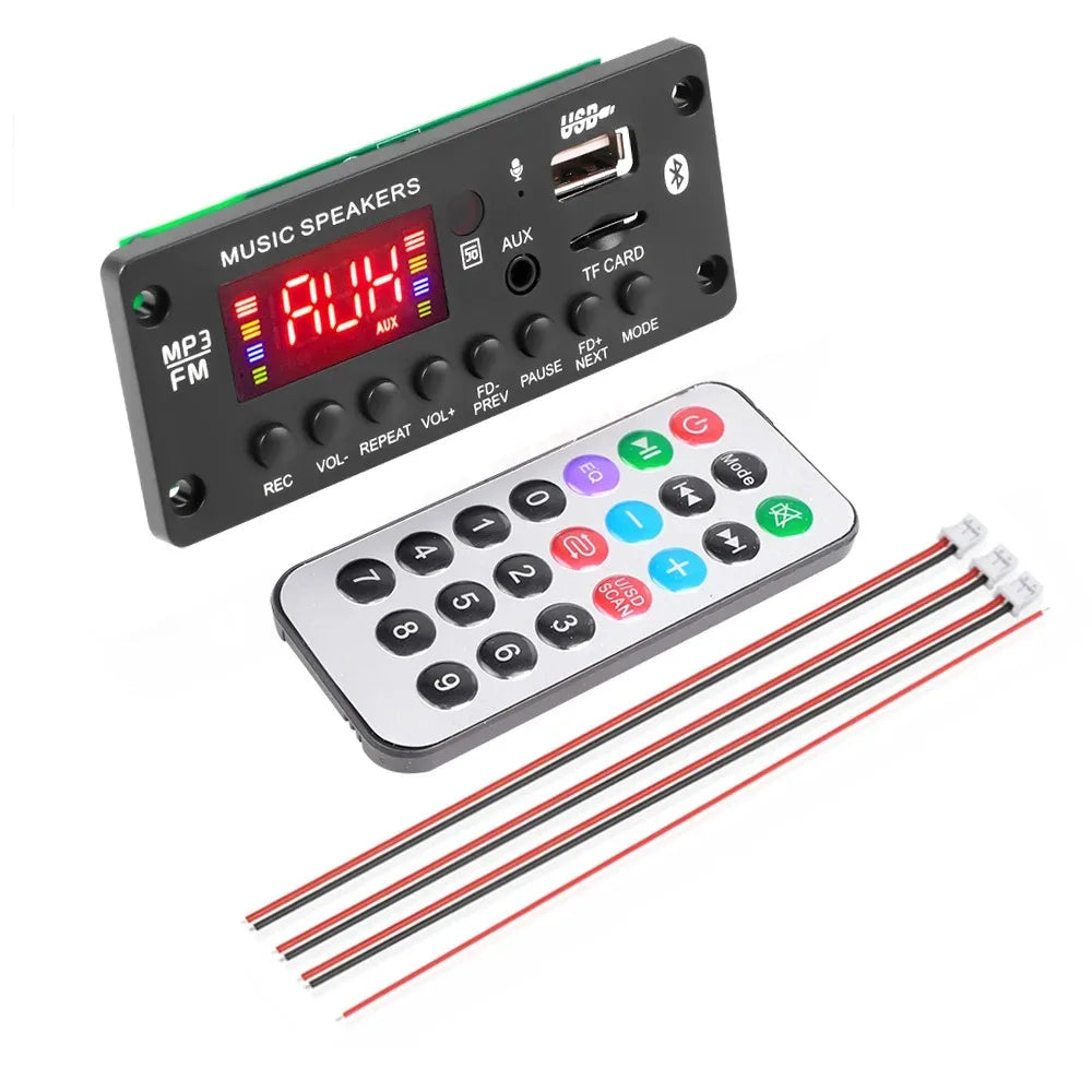 2*25W 50W Amplifier 12V MP3 Player Decoder Board Bluetooth 5.0 Car FM Radio Module TF USB AUX WMA Player Decoder Handsfree