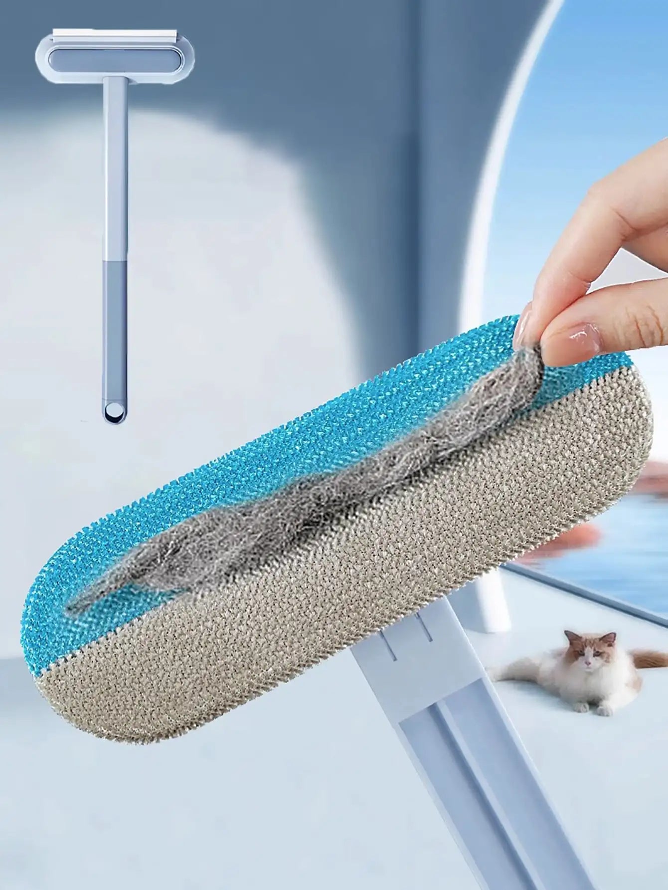 Multifunctional Pet Hair Remover Brush with Long Handle – Window Cleaning & Pet Fur Removal Tool for Cats and Dogs
