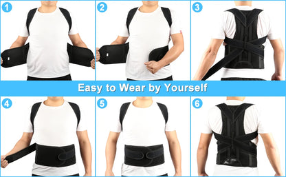 Back Brace for Lumbar Support and Upright Back Straightener Back Corrector Posture Improve and Neck, Back, Shoulder Pain Relieve
