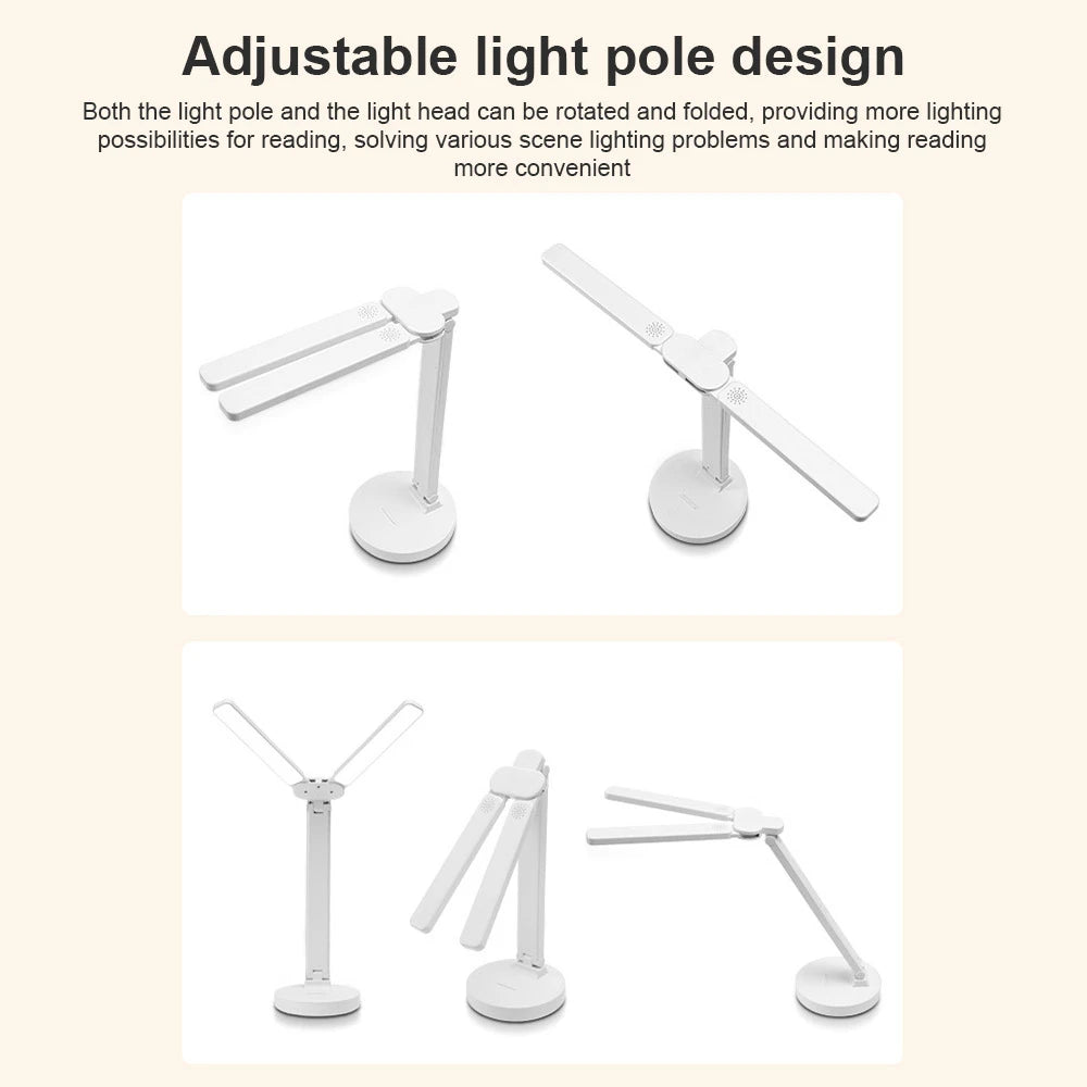 LED Desk Lamp 3 Levels Dimmable Touch Night Light USB Rechargeable Eye Protection Foldable Table Lamp For Bedroom Bedside Readin