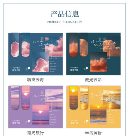 2 pcs Creative scenic magnetic bookmark Student decorative book holder reading accessories Student office Supplies