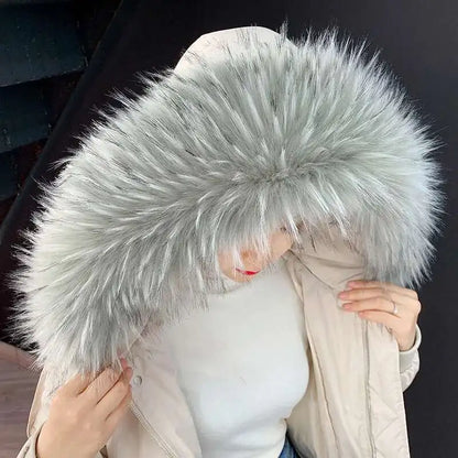 Detachable Faux Fur Collar Extra Large Warm Fake Fur Scarf Wrap Evening Cape For Winter Womens Coat Faux Fur Hood Ttrim Collar