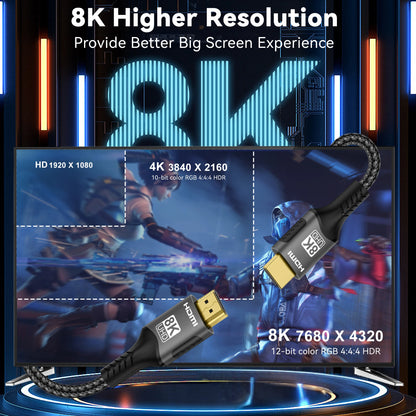 8K HDMI Cable High Speed 48Gbps HDMI 2.1 hdmi to hdmi high definition video Cable 1m 2m 3m 5m for HDTV  Monitor PS4/PS5 Xbox