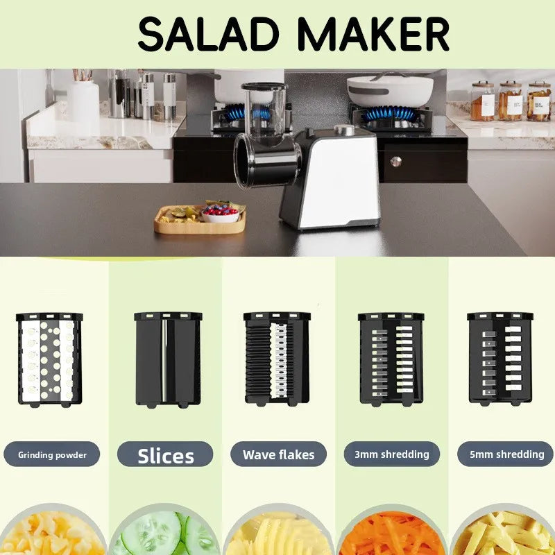 Electric Vegetable Cutter Household Full-Automatic Multifunctional Slicing,Shredding And Planing Machine For Potato/Carrot/Onion