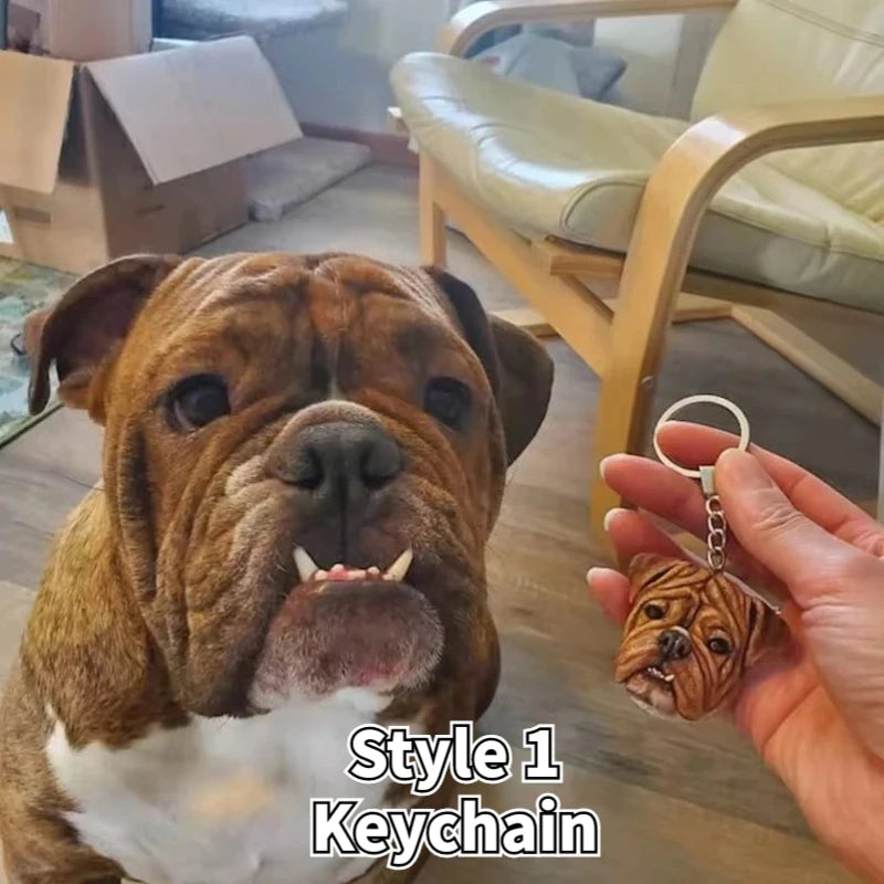 Custom Dog Head Ornament Personalized Cartoon Portrait Pet Keychain Customized Pet Gift Pet Mini Sculpture Pet Lover Gift Ideas