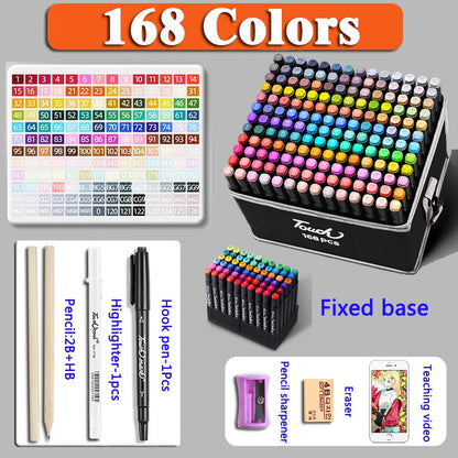 24-168 Color Alcohol Double-ended Oily Marker Painting Art Set Office Culture and Educational Supplies
