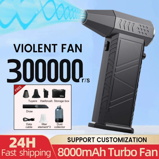 X9 Violent Fan 300000RPM Powerful Air Blower Vacuum Cleaner Type-C Charging Strong Winds 58m/s Brushless Turbo Jet Blower Dryer